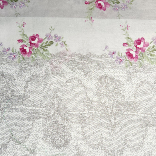 Micci Collection by Yuwa Grey Lace stripe (Cotton voile) MC316653