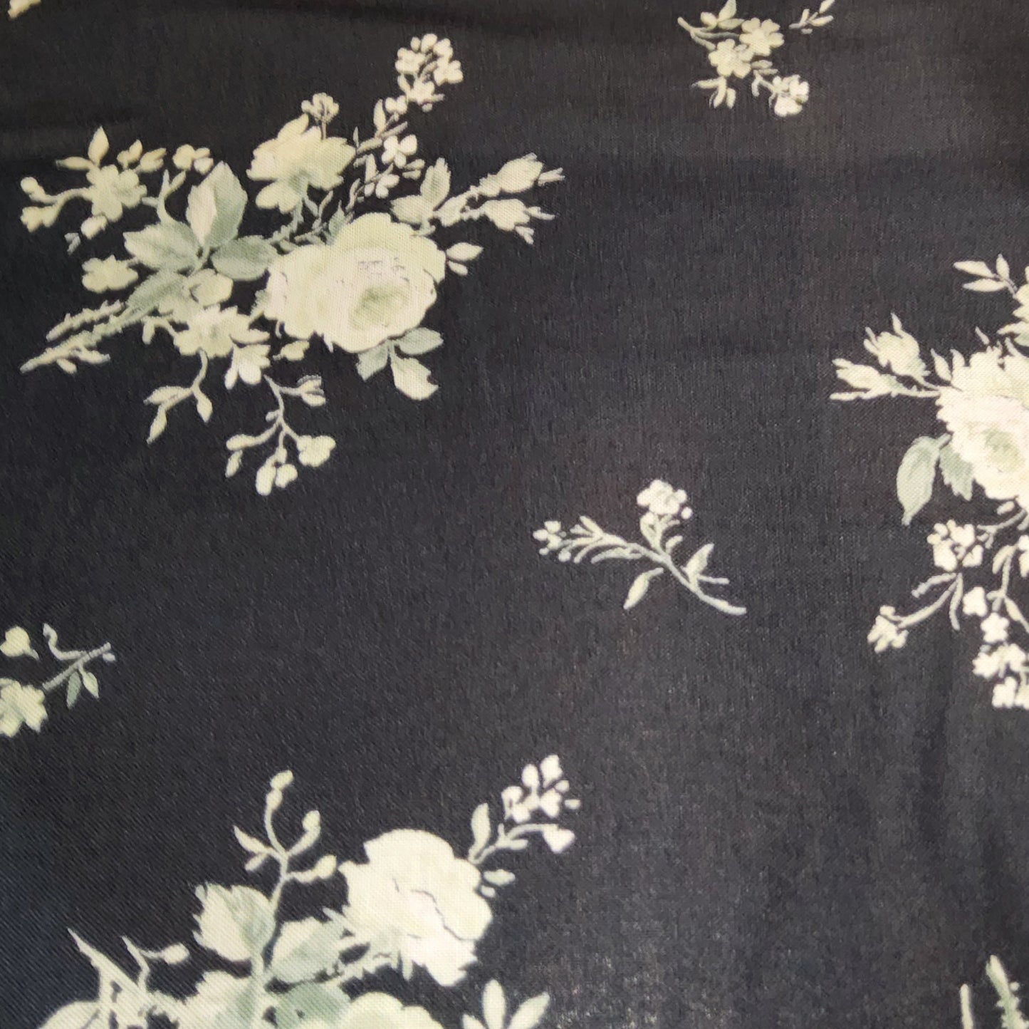 YUWA lightweight black cotton floral VOILE - 311426/D