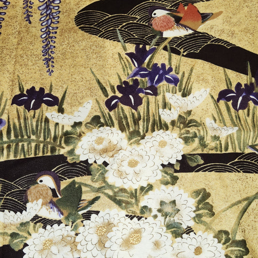 Michael Miller- Golden Wood Duck Floral (half yard piece left)