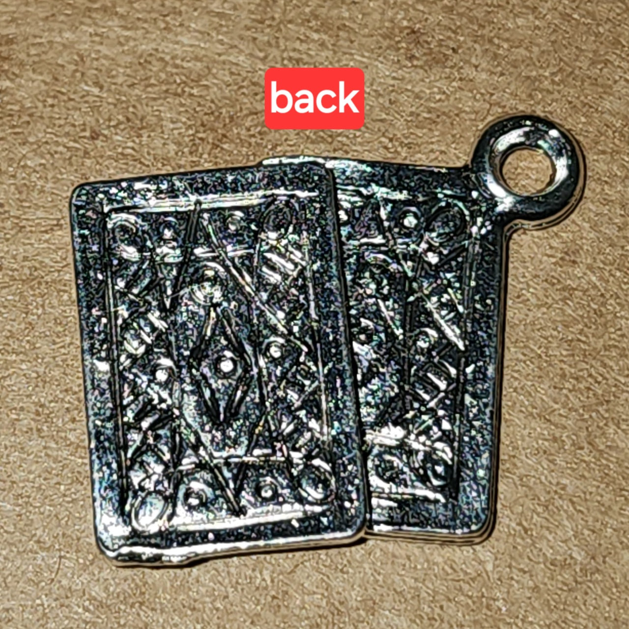 Metal playing cards charm