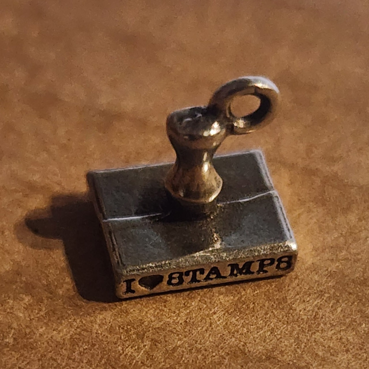Metal I Love Stamps charm