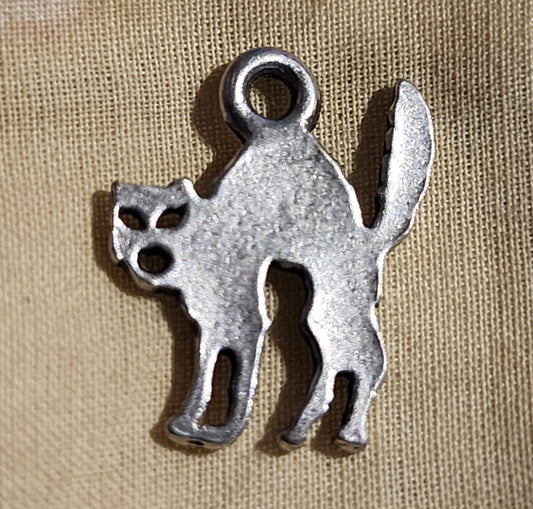 Metal scared Halloween cat charm