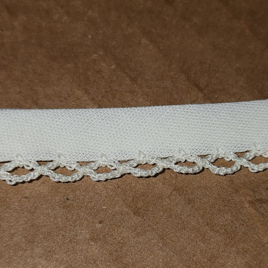 Cream picot trim bias binding (double fold) PRICED PER METRE