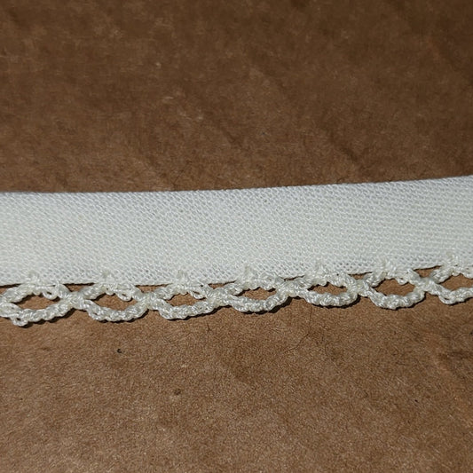 Cream picot trim bias binding (double fold) PRICED PER METRE