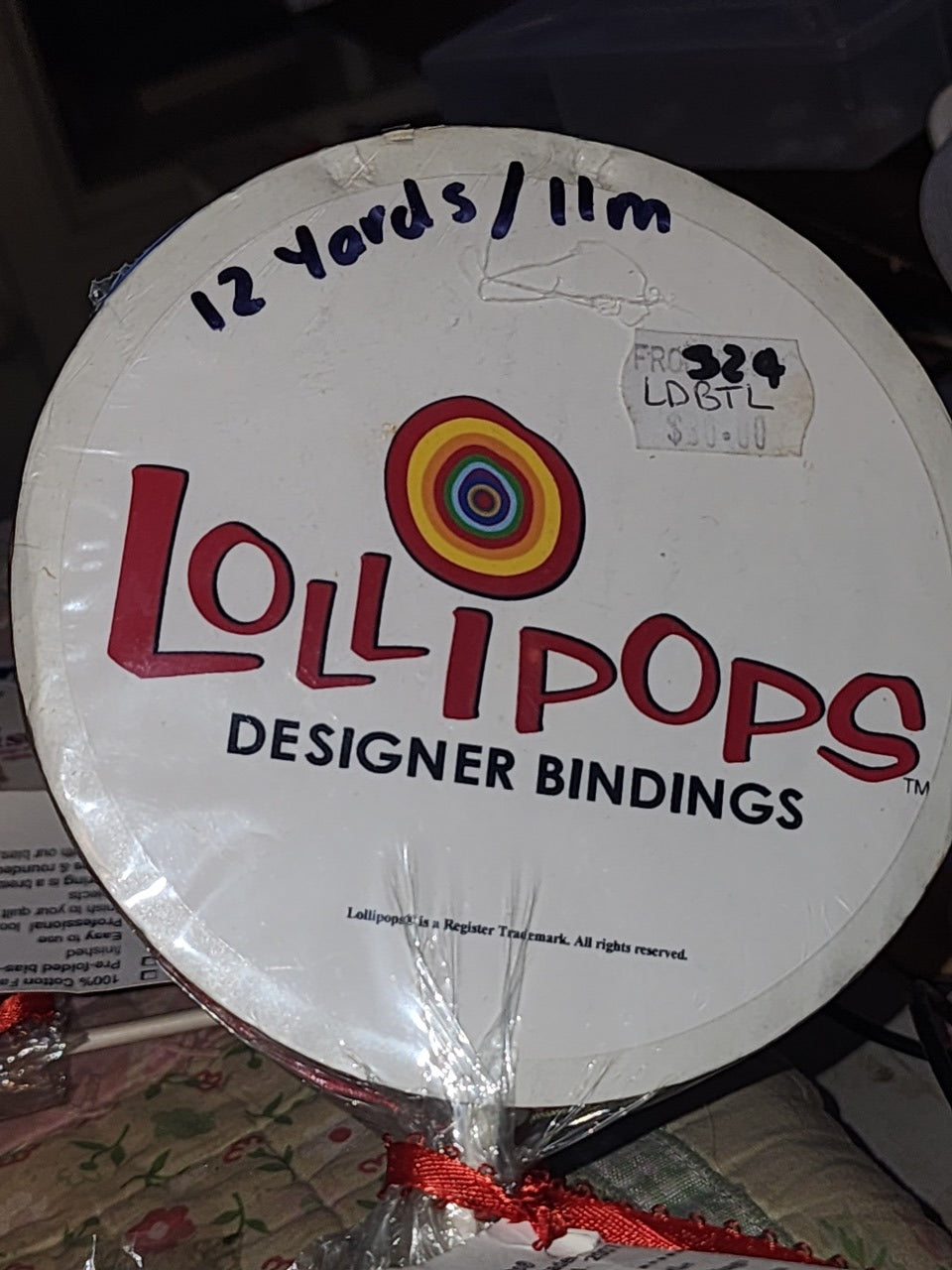 Lollipop bias binding - pink green diagonal stripe 12 yards Queen size quilt