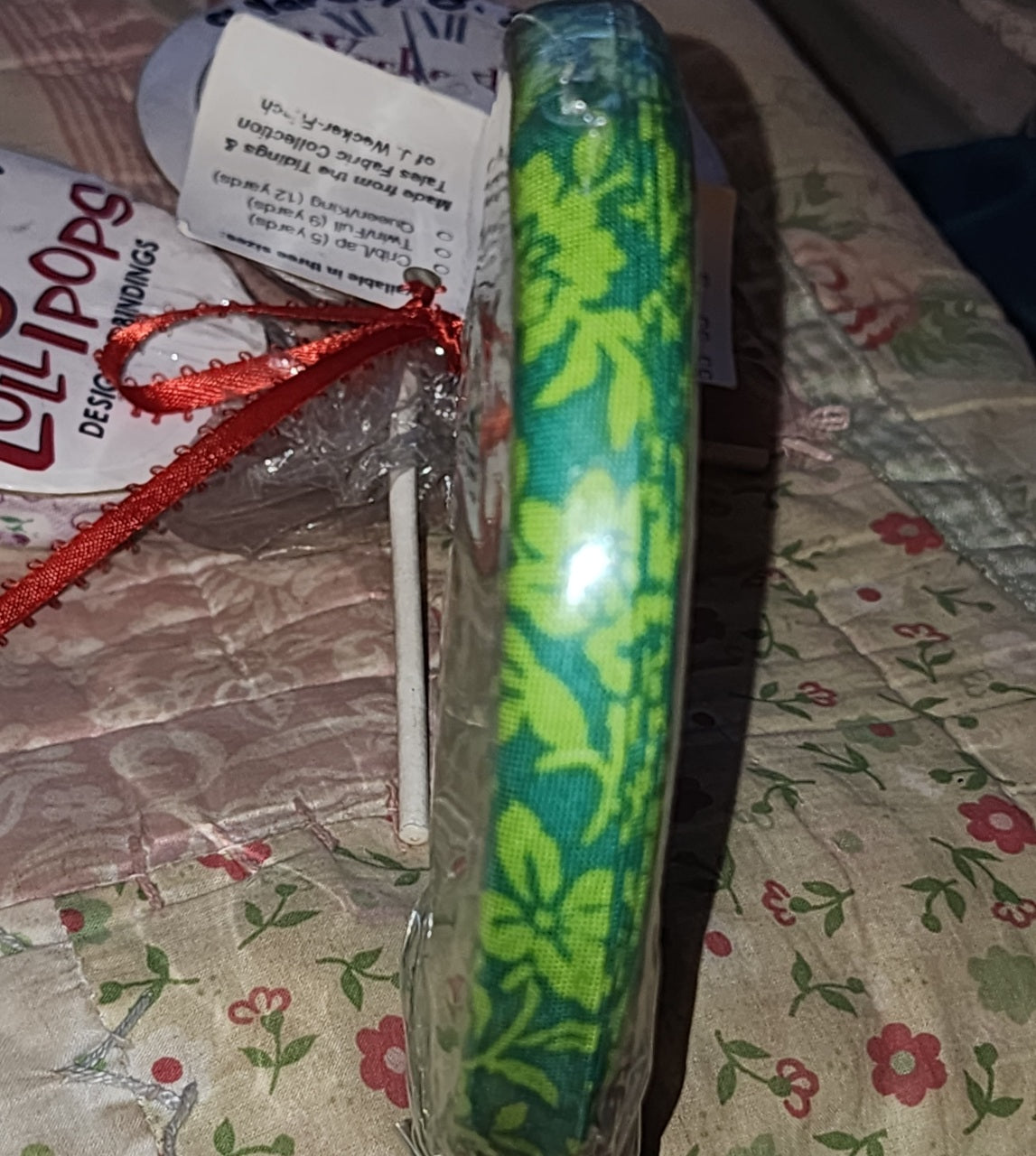 Lollipop bias binding green tonal floral 12 yards Queen size