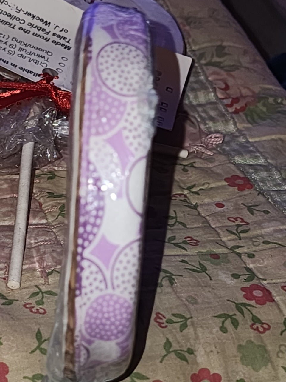 Lollipop bias binding mauve 1930s dotty circles 9 yards Double/Queen bed