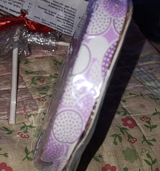 Lollipop bias binding mauve 1930s dotty circles 9 yards Double/Queen bed