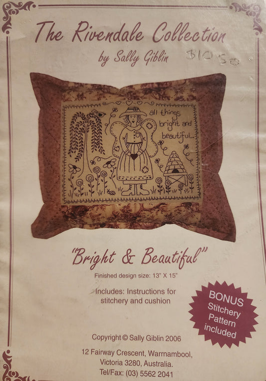 Bright & Beautiful embroidered cushion by The Rivendale Collection (Sally Giblin)