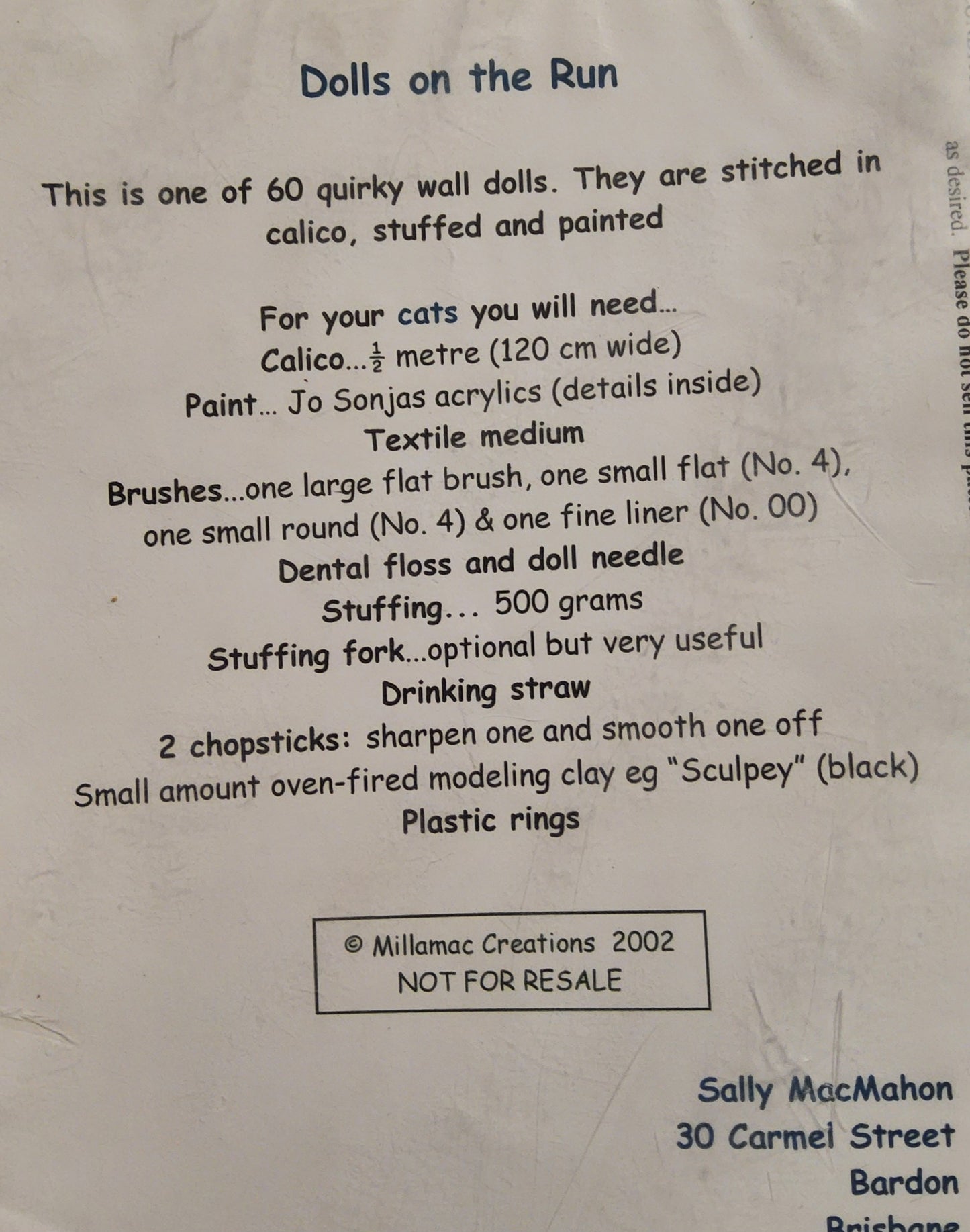 Swag of cats patterns by Dolls on the Run