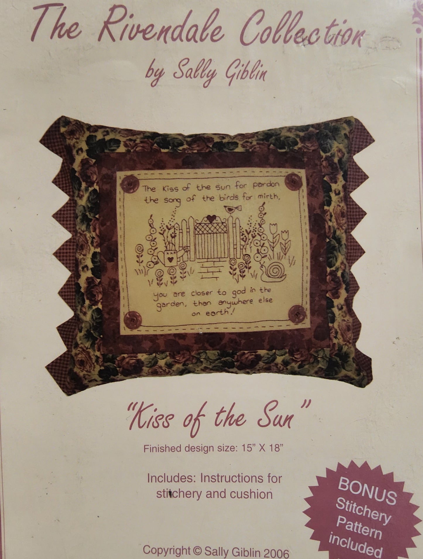 Kiss of the Sun embroidery panel by the Rivendale Collection (Sally Giblin)