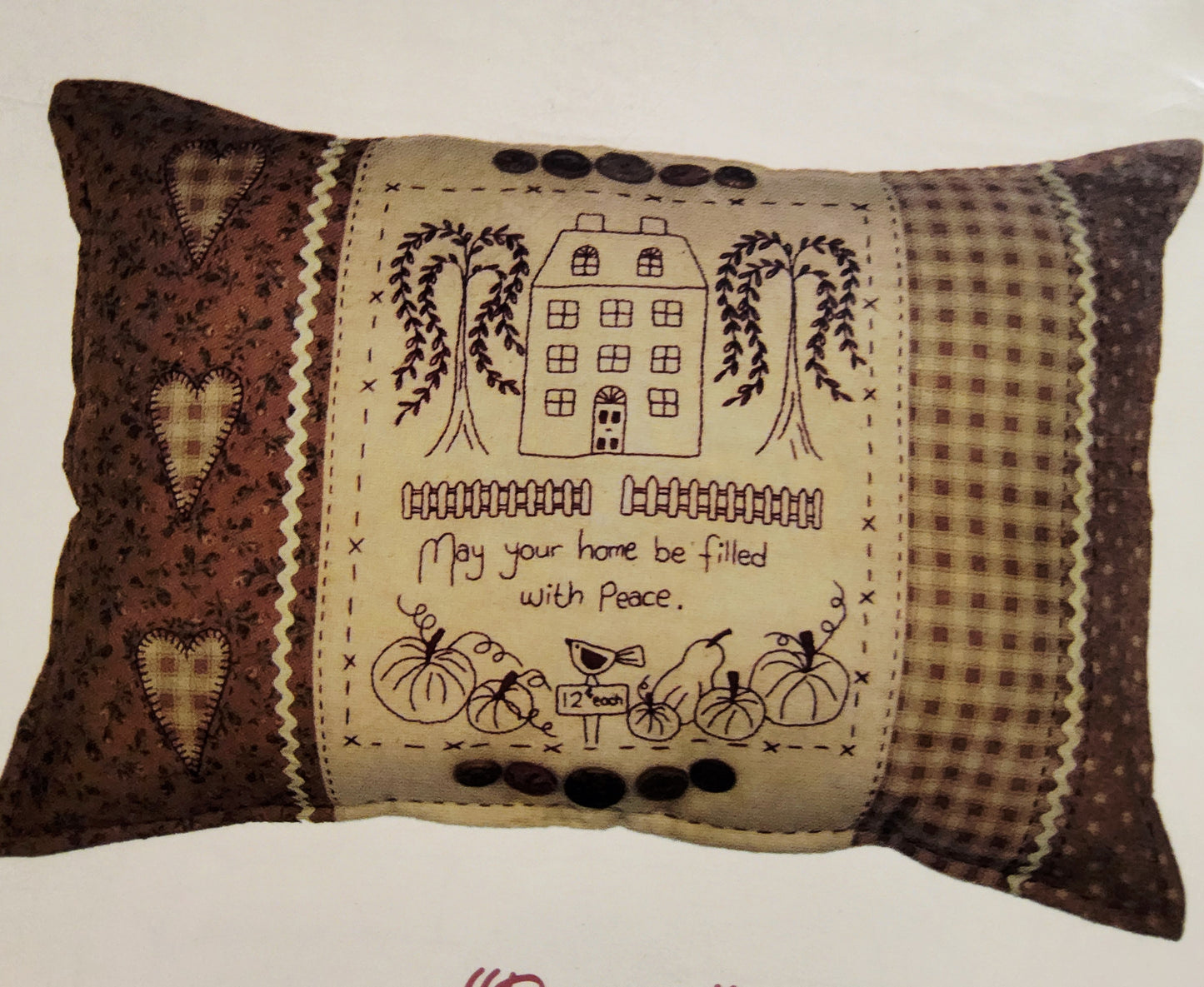 Peace embroidery panel cushion by the Rivendale Collection (Sally Giblin)