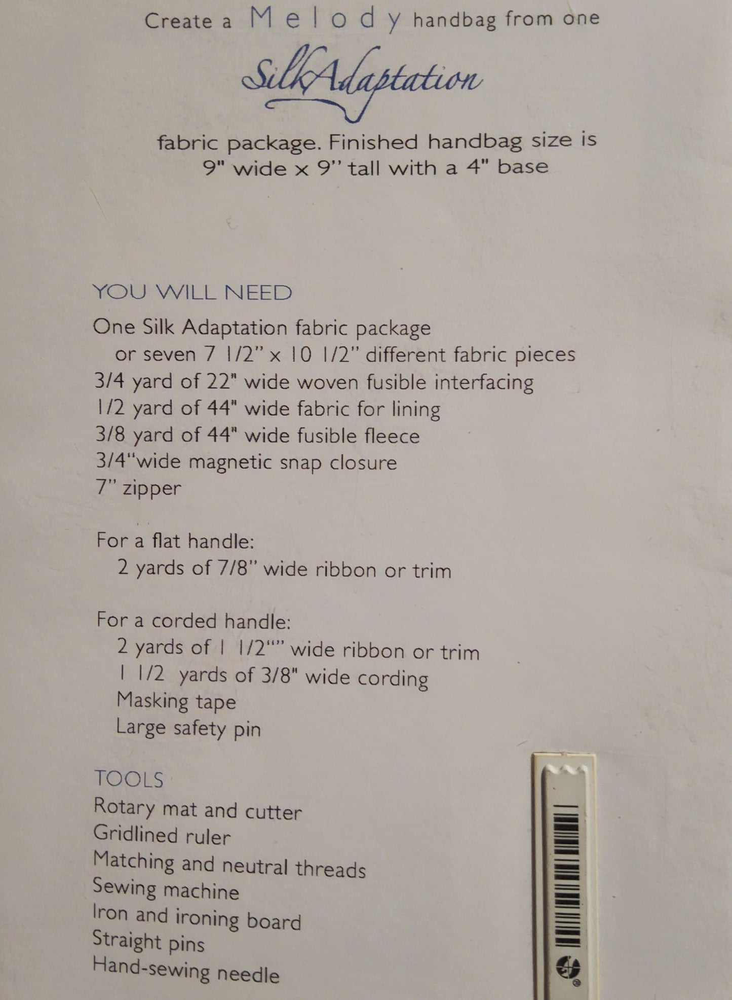 Silk Adaptation Melody bag pattern by Mary Jo Hiney Designs