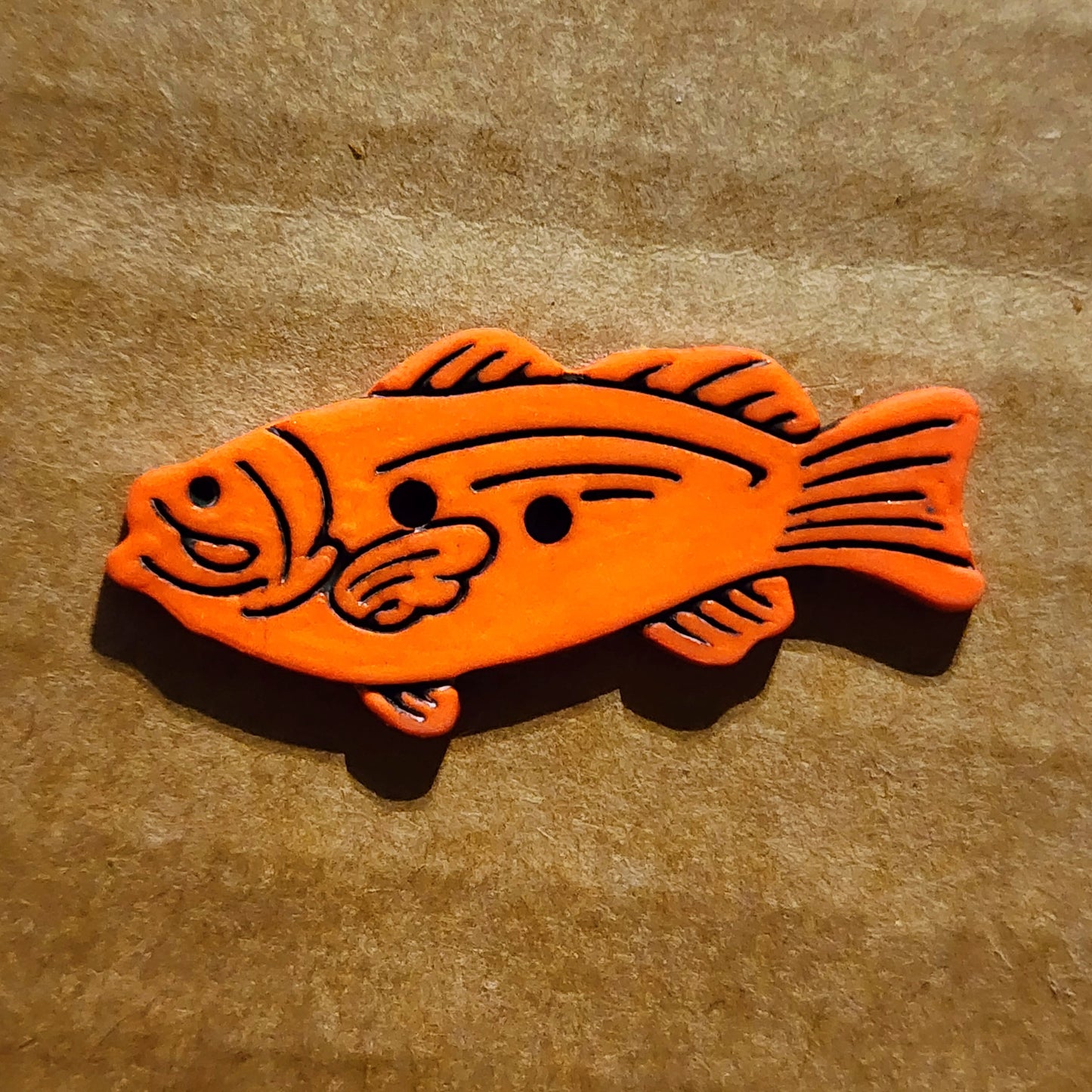 Fish Button Orange 3.5cm long