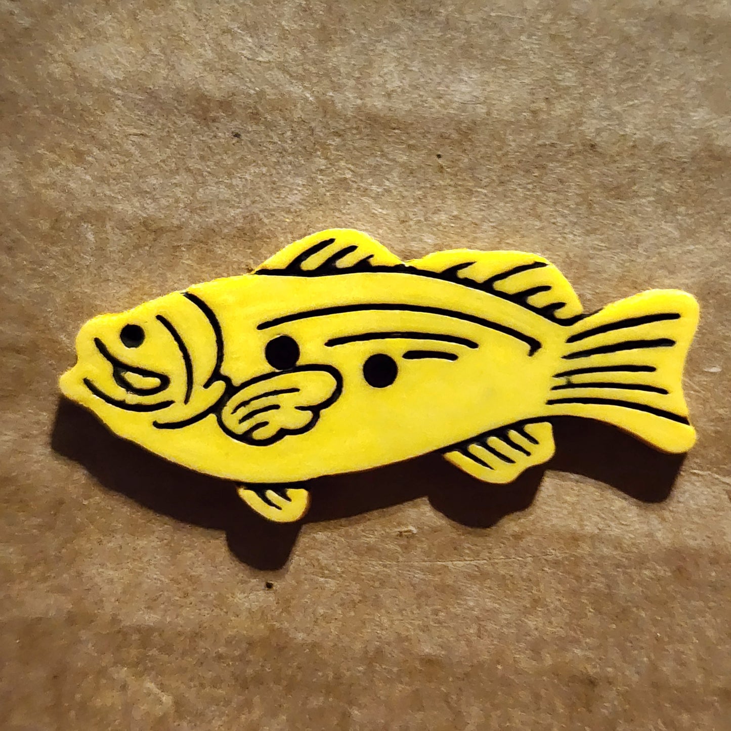 Fish Button Yellow 3.5cm long