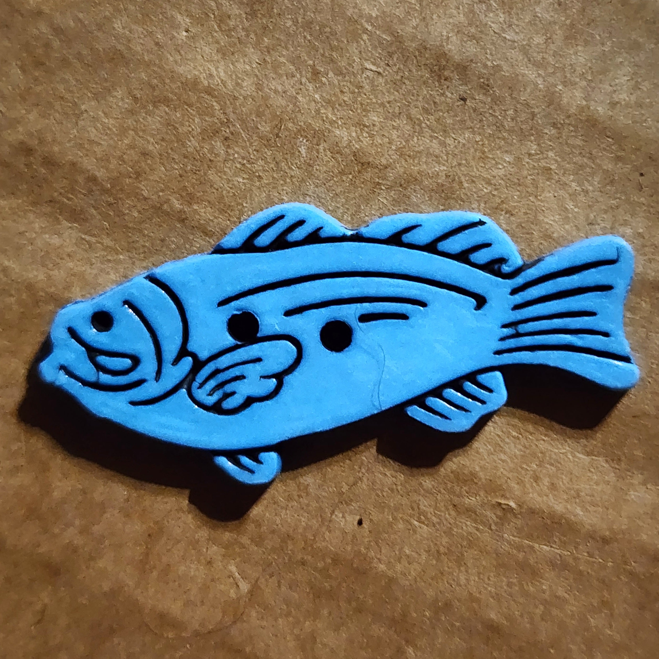 Fish Button Blue 3.5cm long – Fred the Needle