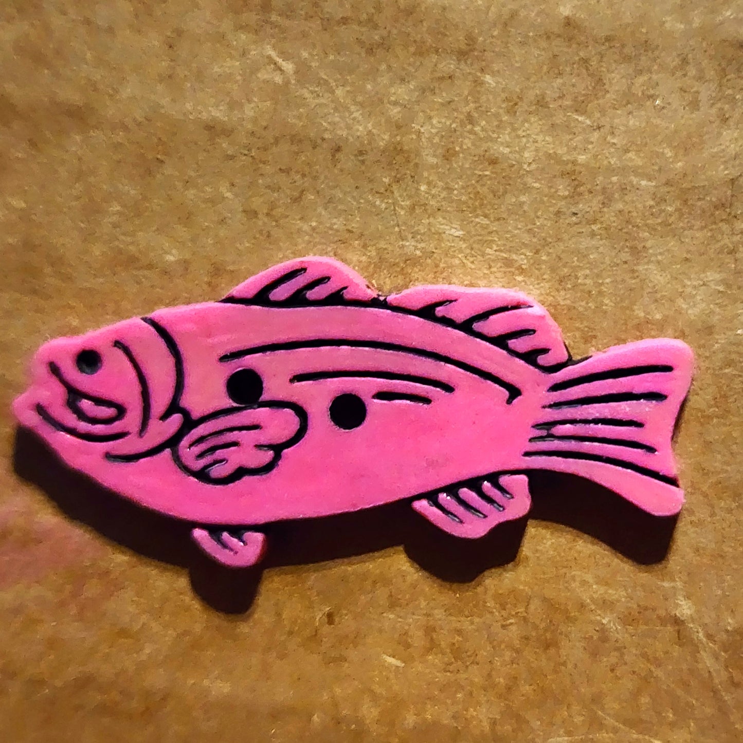Fish Button Hot Pink 3.5cm long