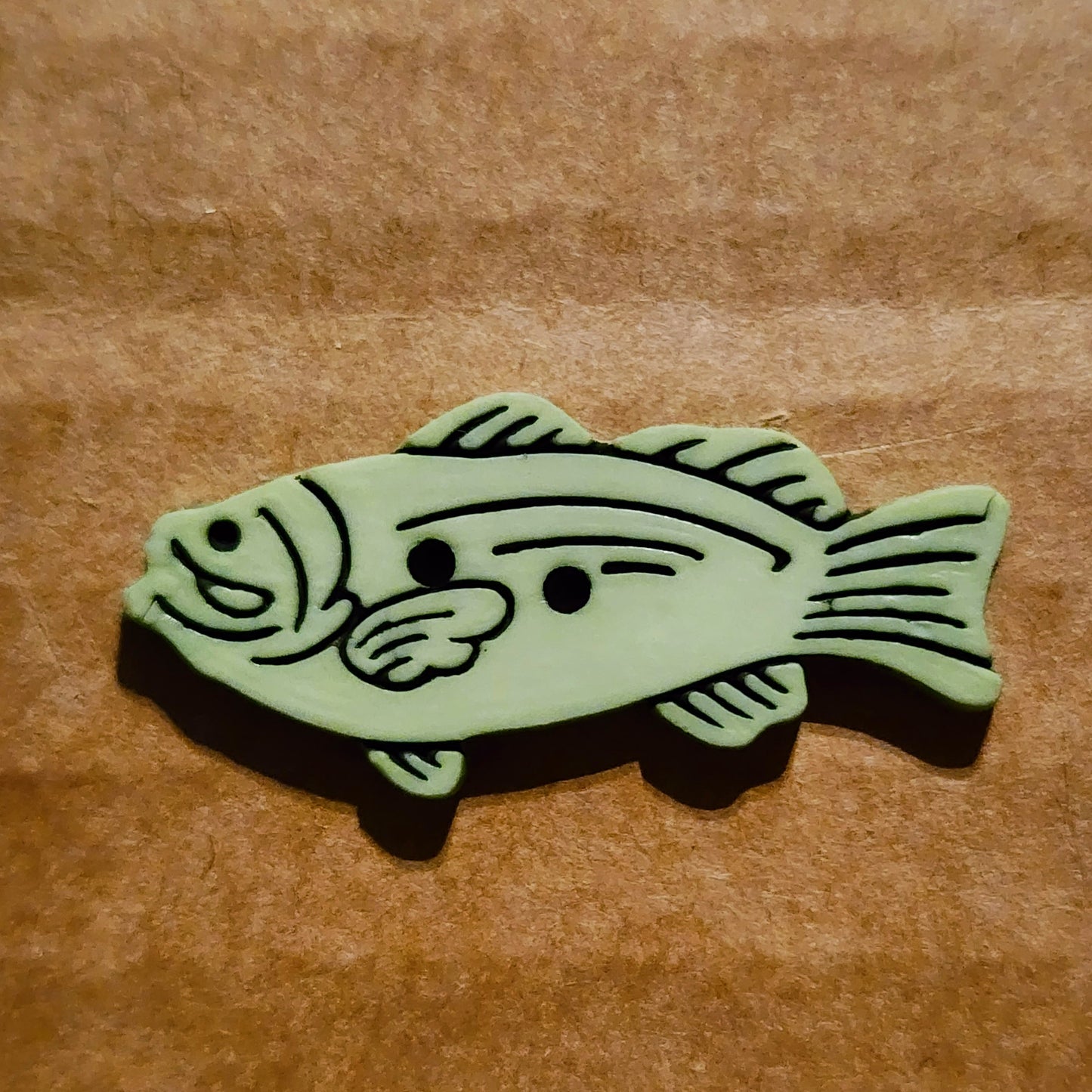 Fish Button Light Green 3.5cm long