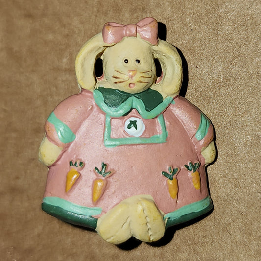 Pink carrot dress bunny button 2.5cm high