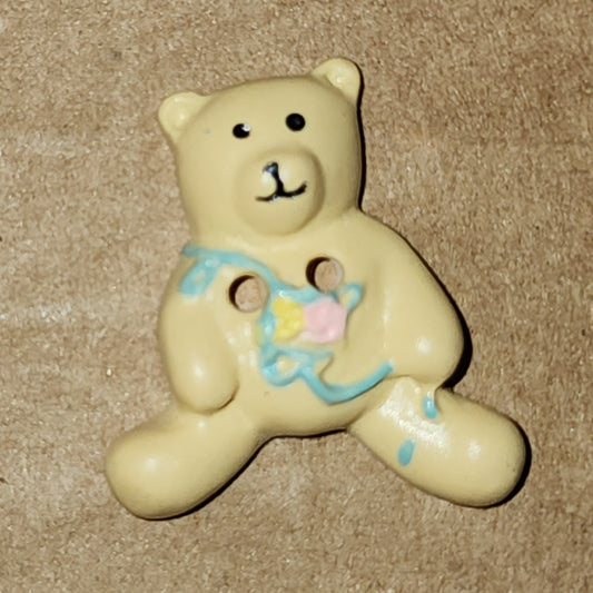 Floral bear button cream 2cm high