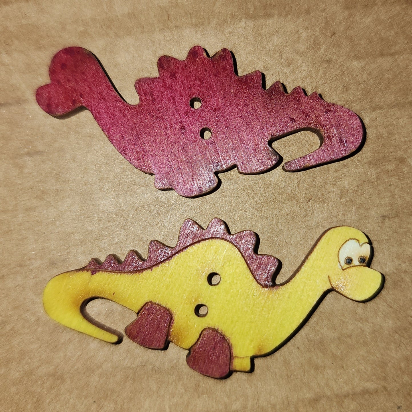 Wooden Dinosaur Button 4.5cm long (lime green)