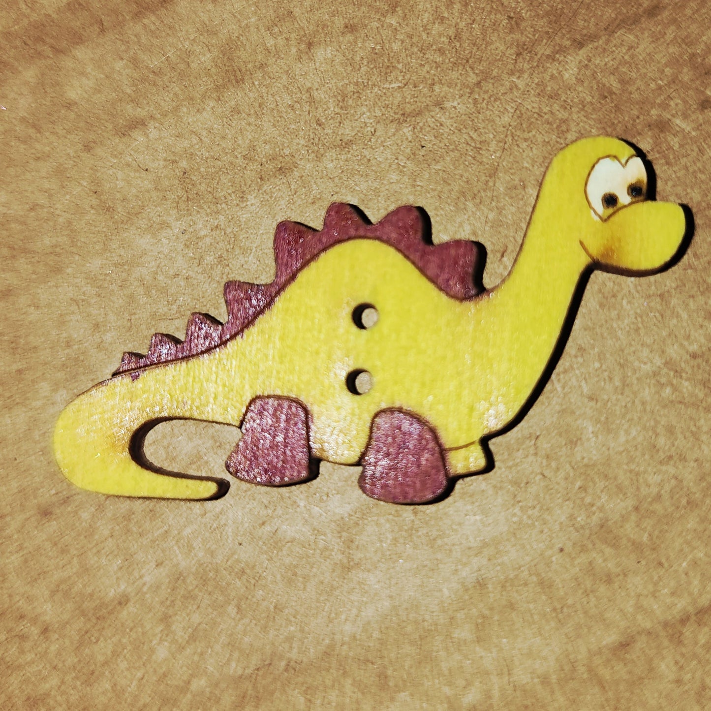 Wooden Dinosaur Button 4.5cm long (lime green)