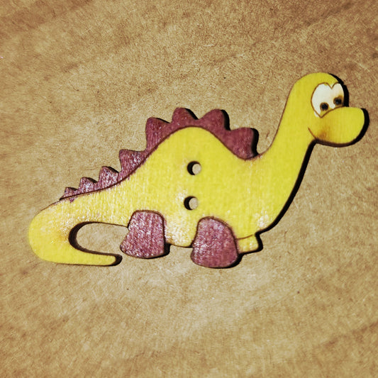 Wooden Dinosaur Button 4.5cm long (lime green)