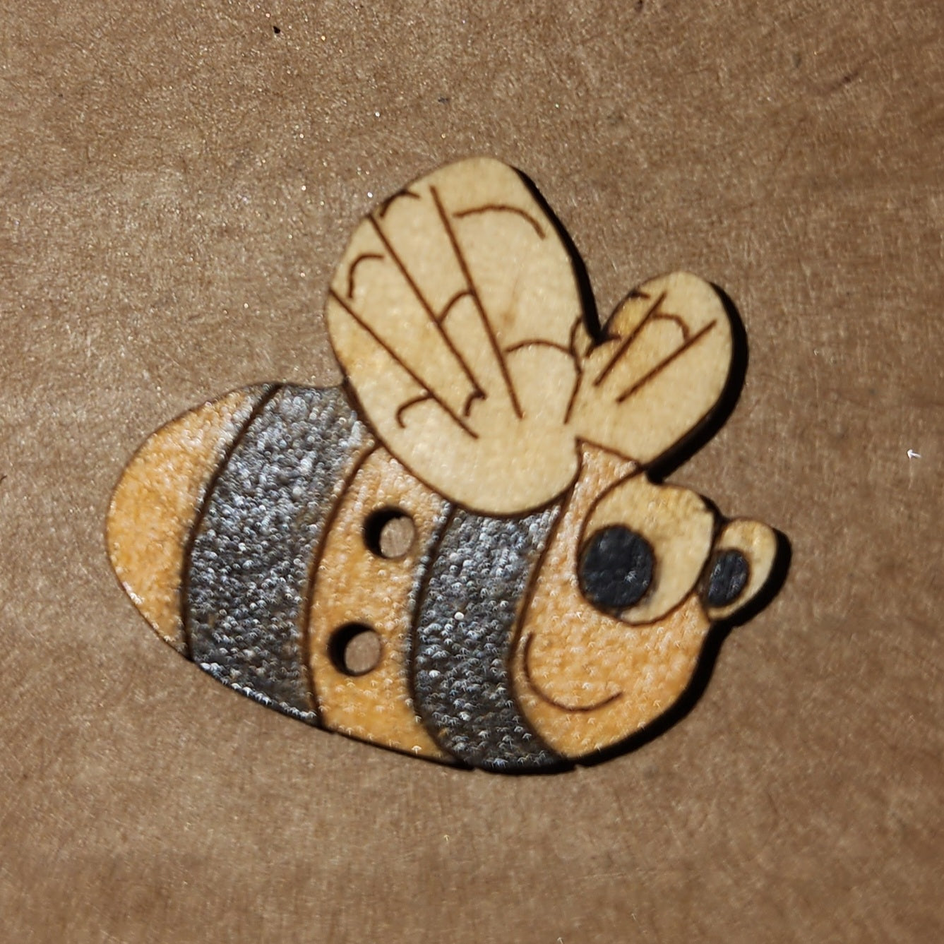 Wooden Bee Button 2.4cm long