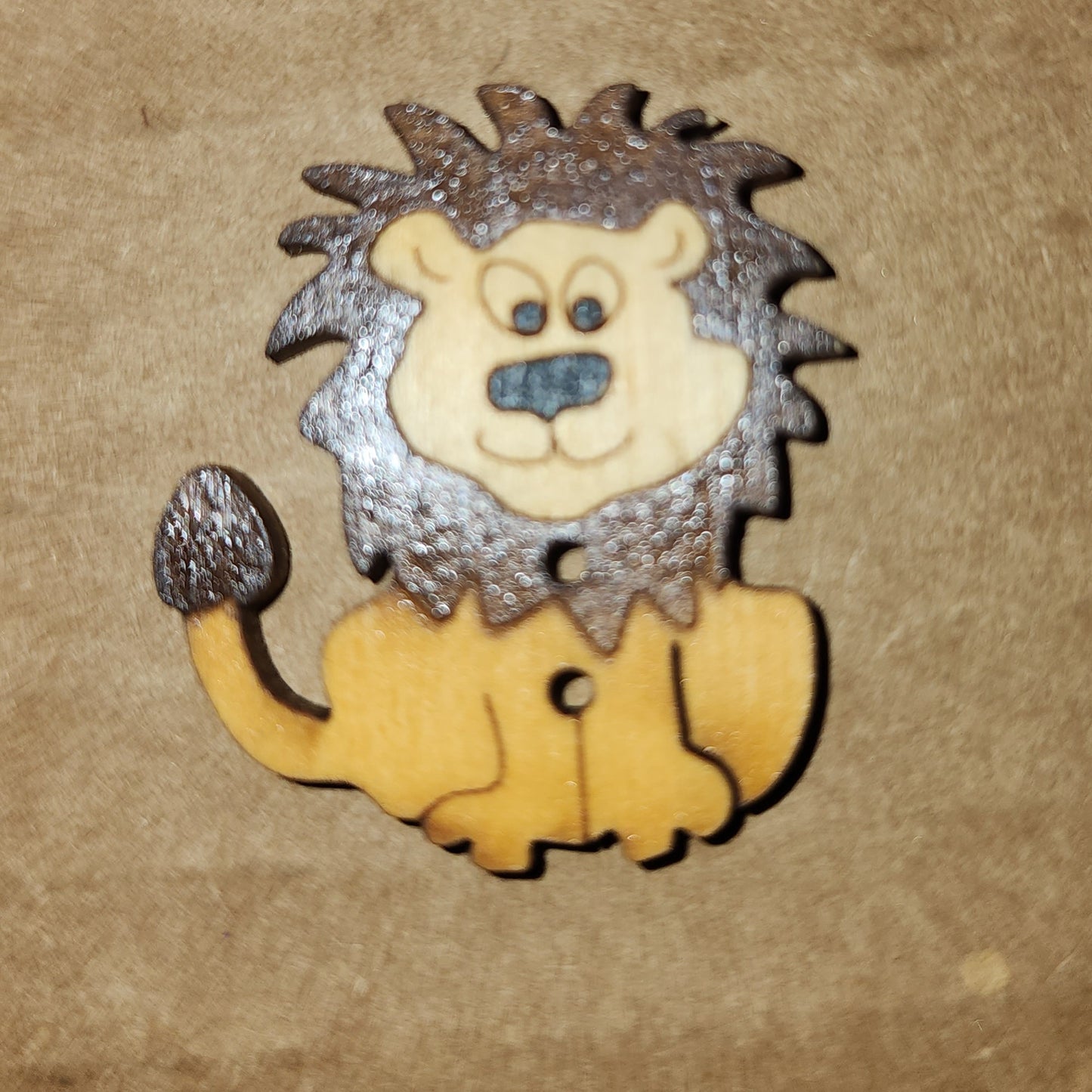 Wooden Lion Button 3cm high