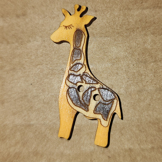 Wooden Giraffe Button 3.5cm high