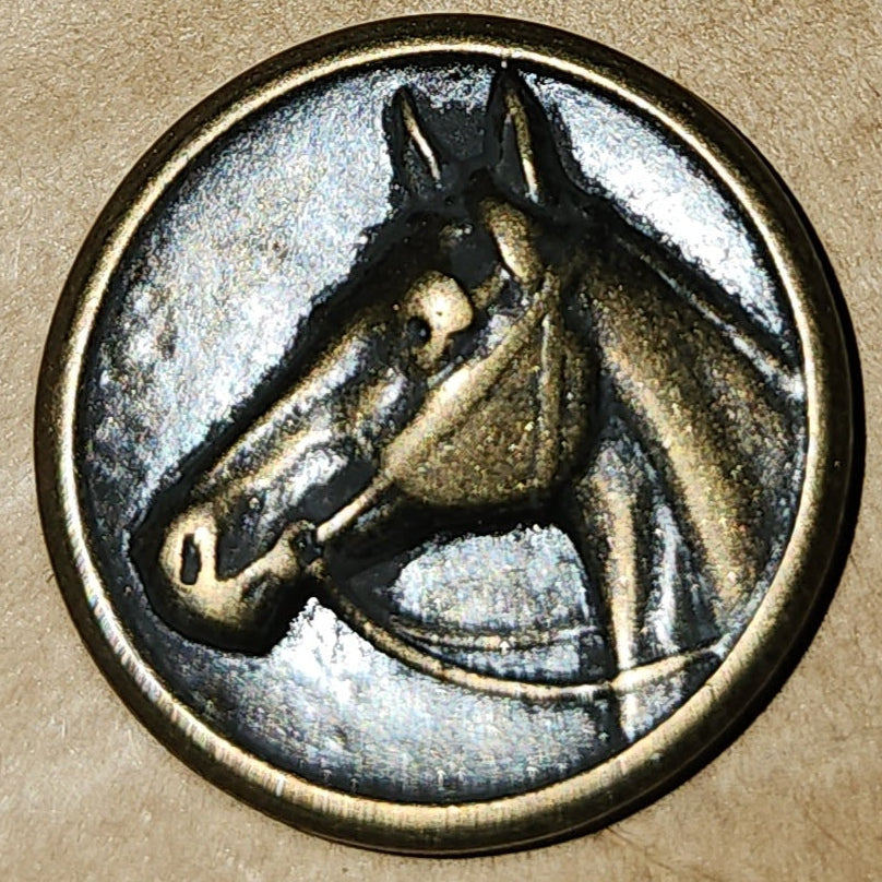 Brass Horse Head Round Button 20mm diameter