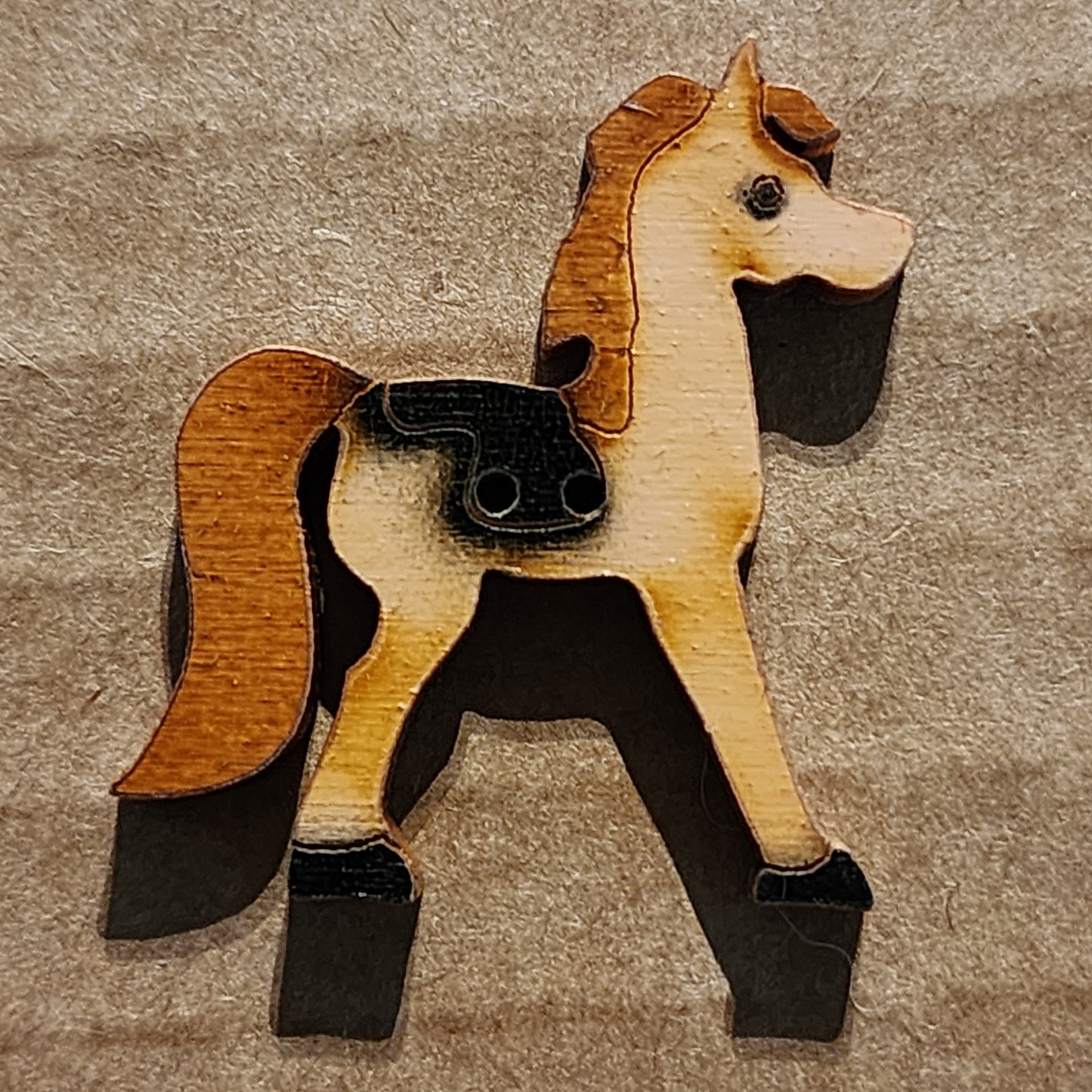 Wooden Horse Button 2.9cm high