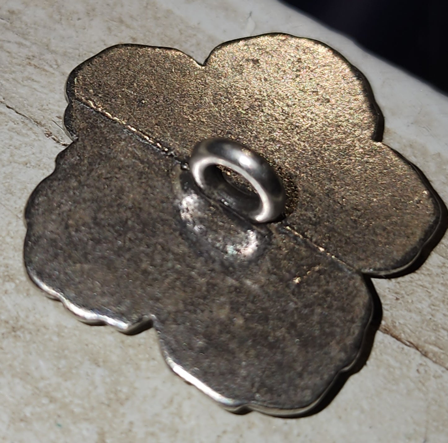Large metal silver Bali Flower button 2.5cm