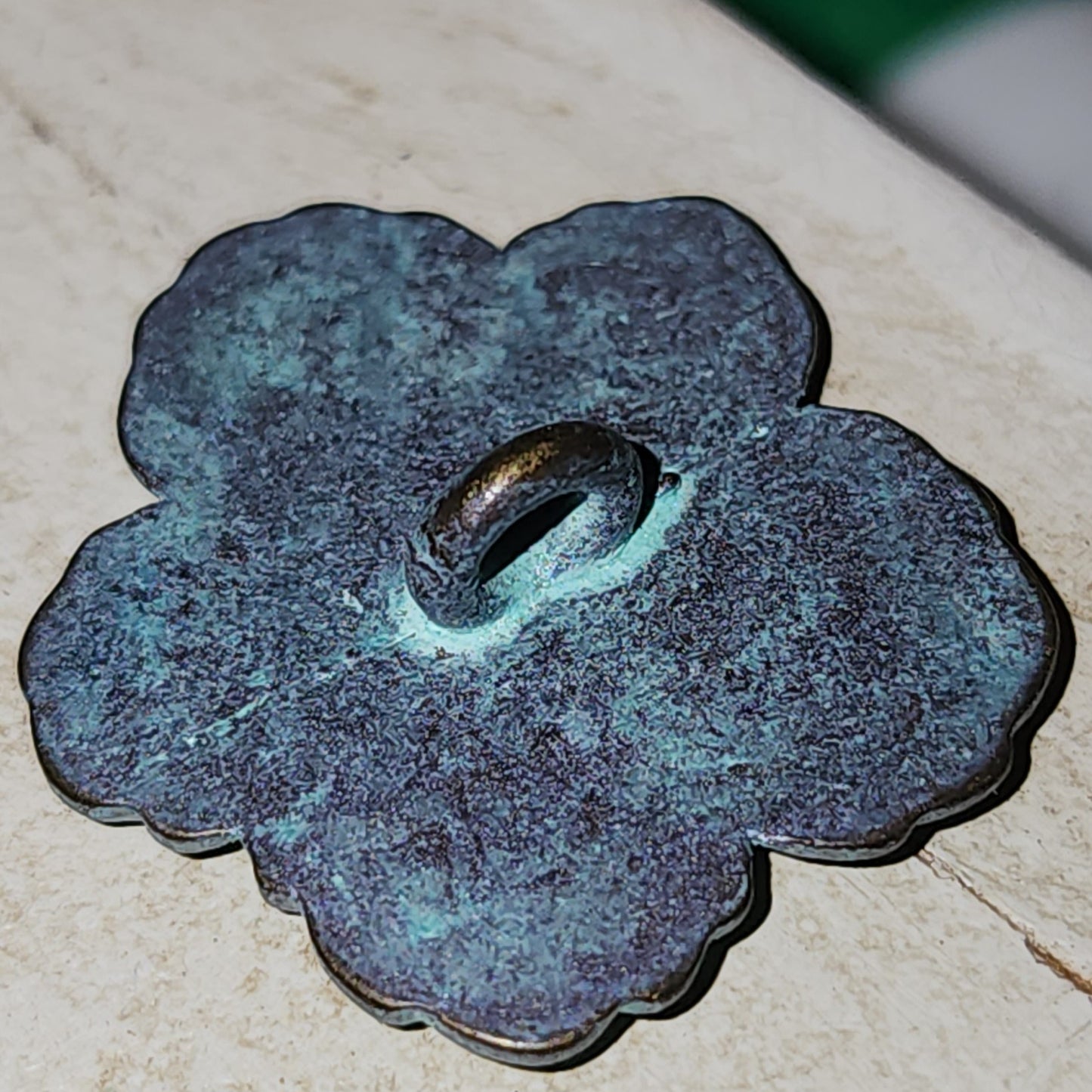 Large metal patina Bali Flower button 2.5cm