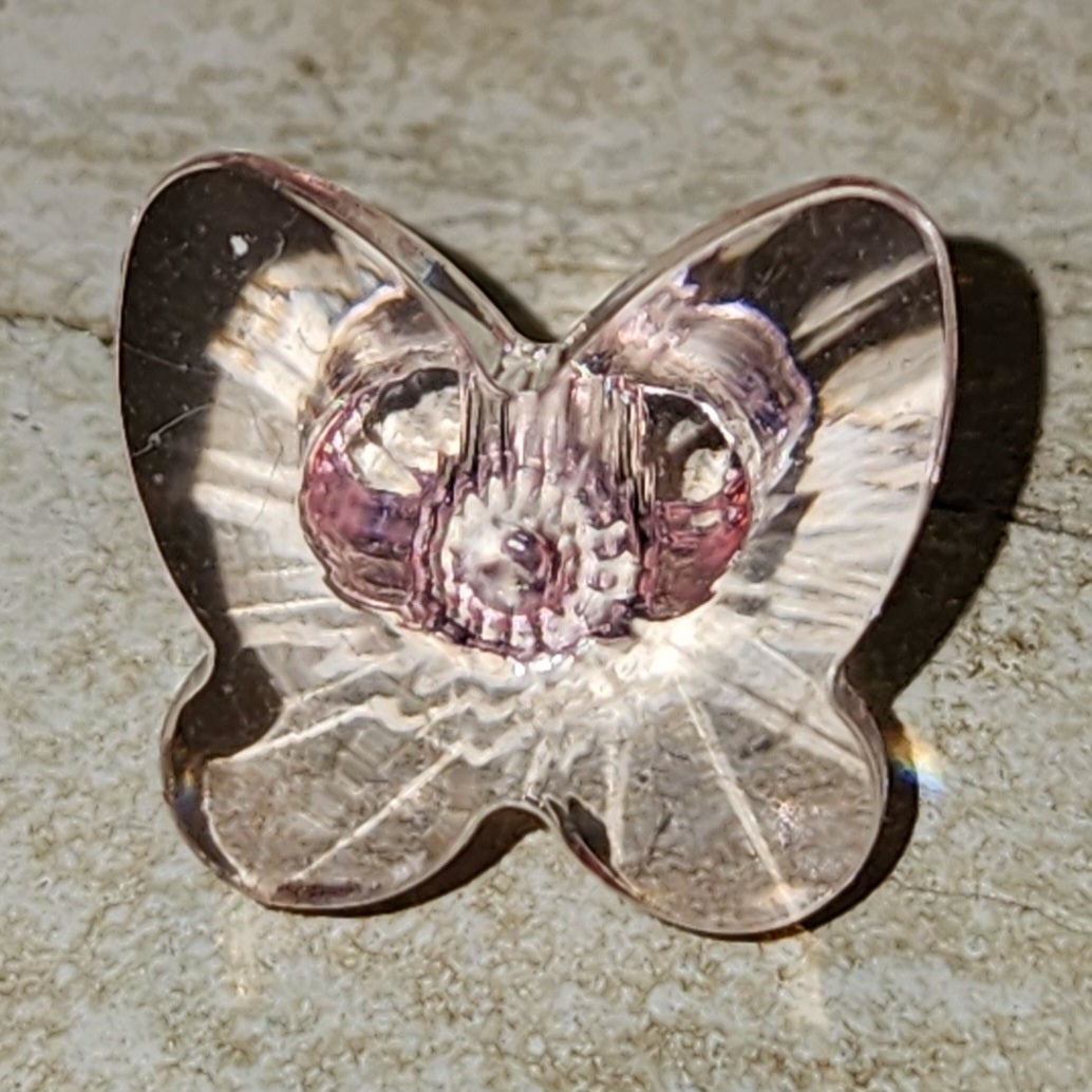 Clear pink butterfly button 18mm wide