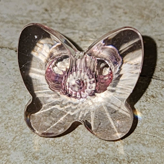 Clear pink butterfly button 18mm wide