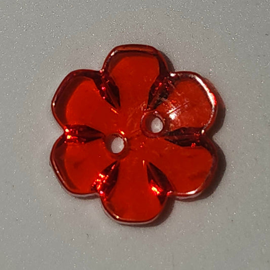Clear Flower Button bright red 1.5cm