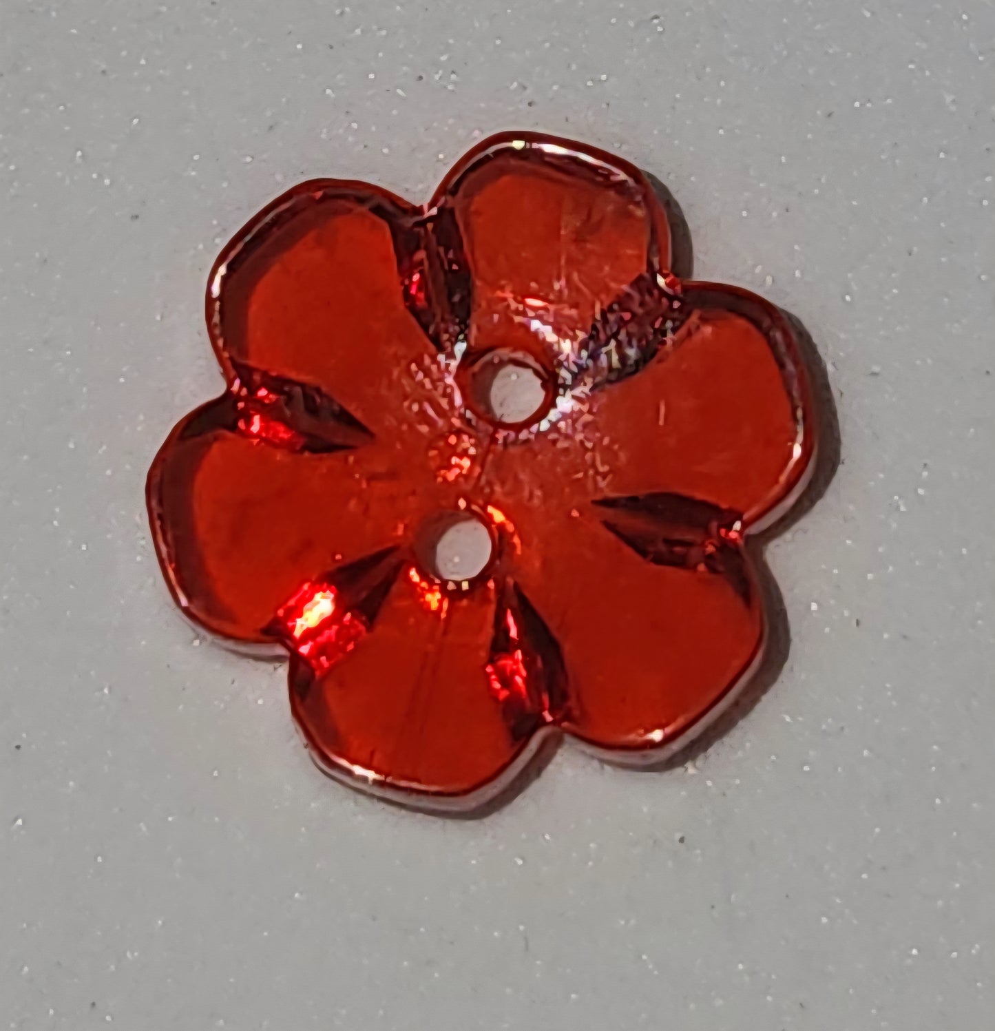 Clear Flower Button bright red 1.5cm