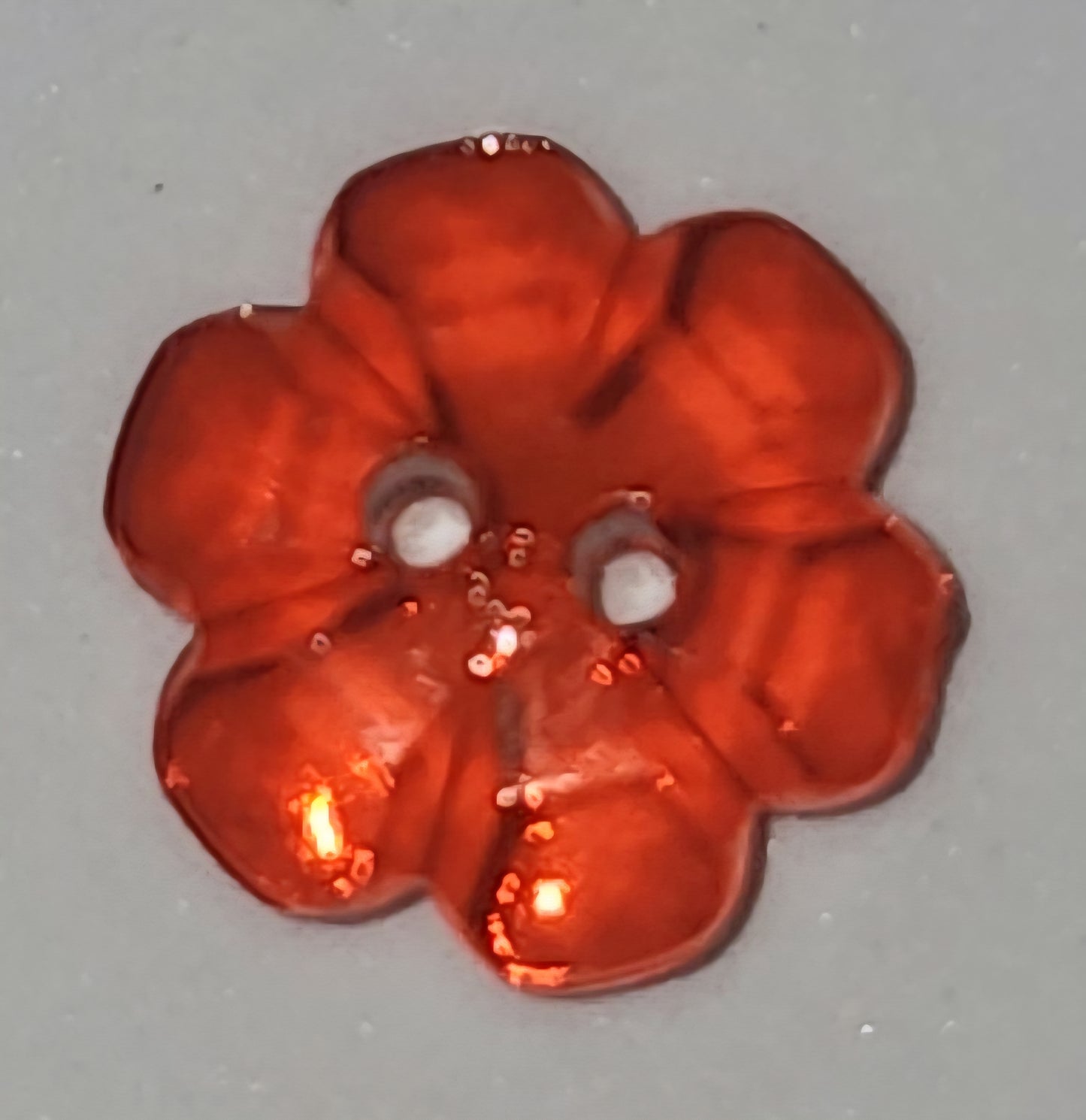 Clear Flower Button bright red 1.5cm