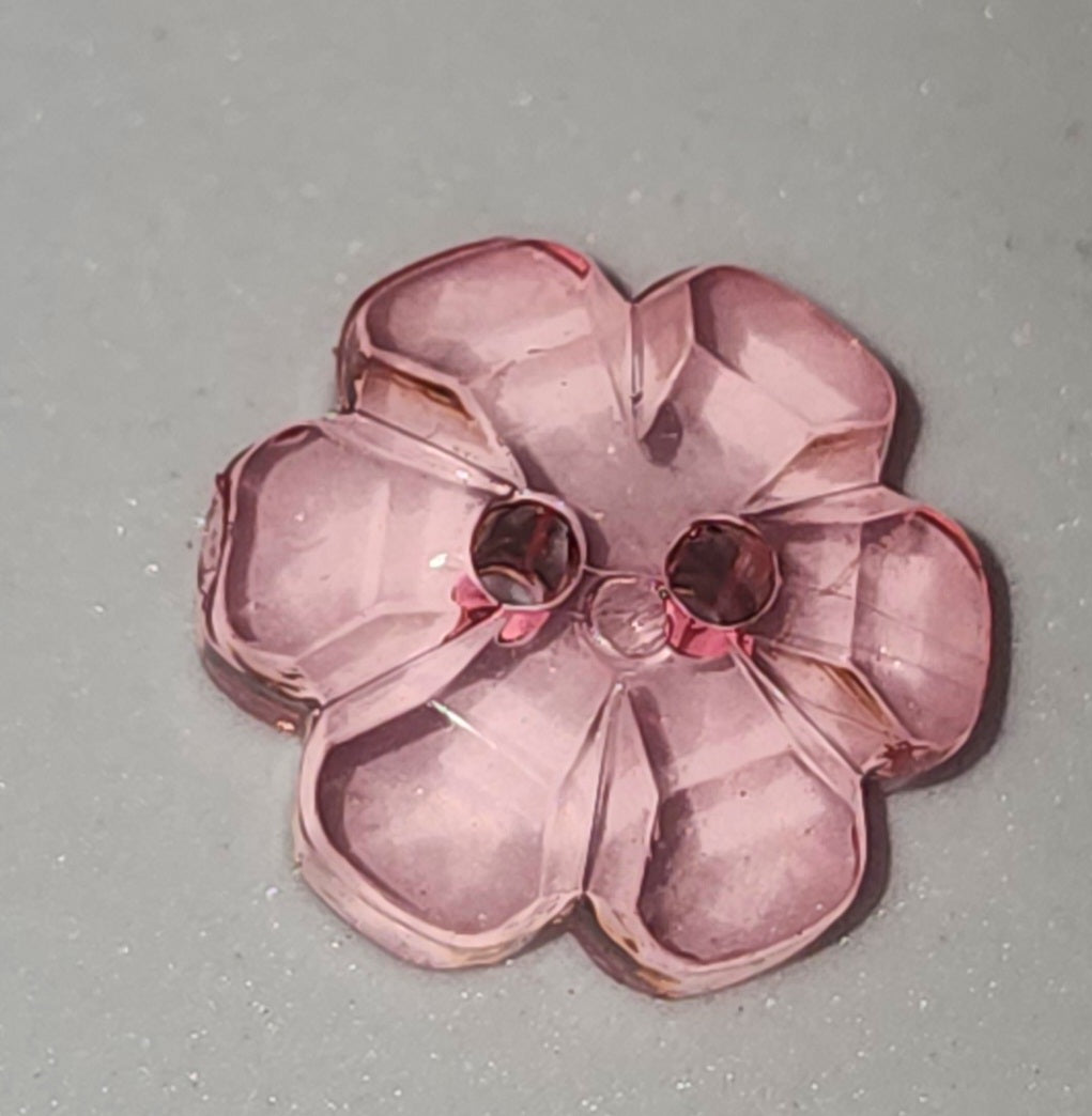 Clear Flower Button lolly pink 1.5cm