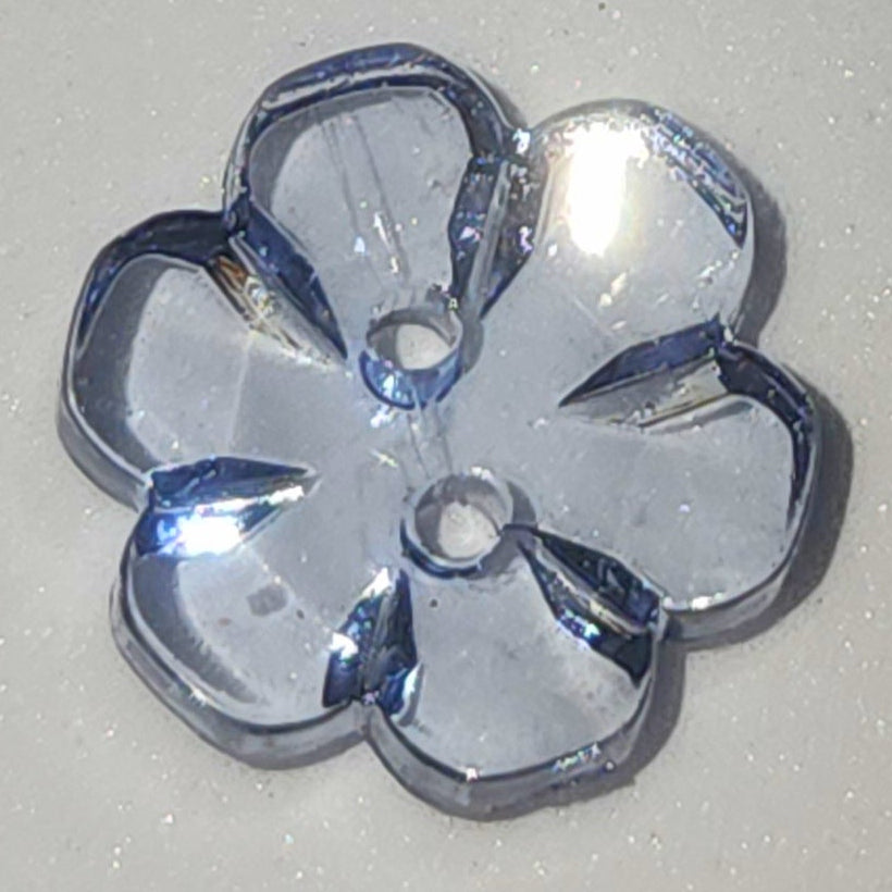 Clear Flower Button steel blue 1.5cm