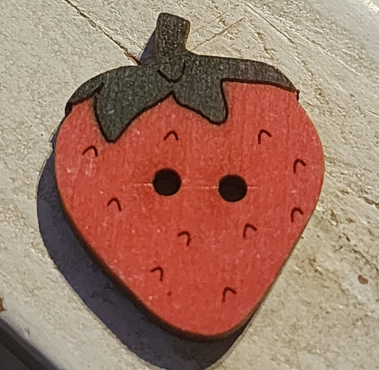Wooden strawberry button 23mm high