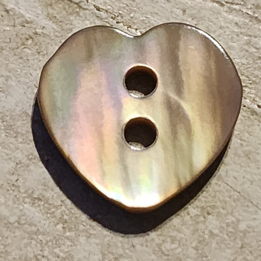 Mother of pearl heart button 12mm high