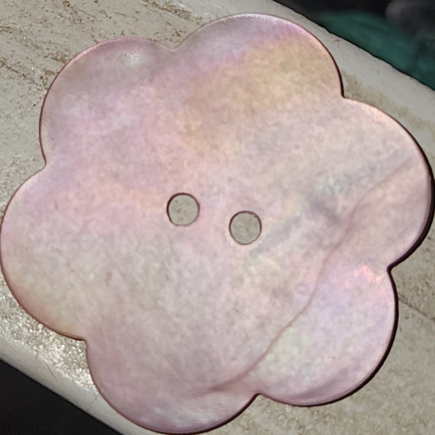 Large pink mother of pearl flower button 33mm