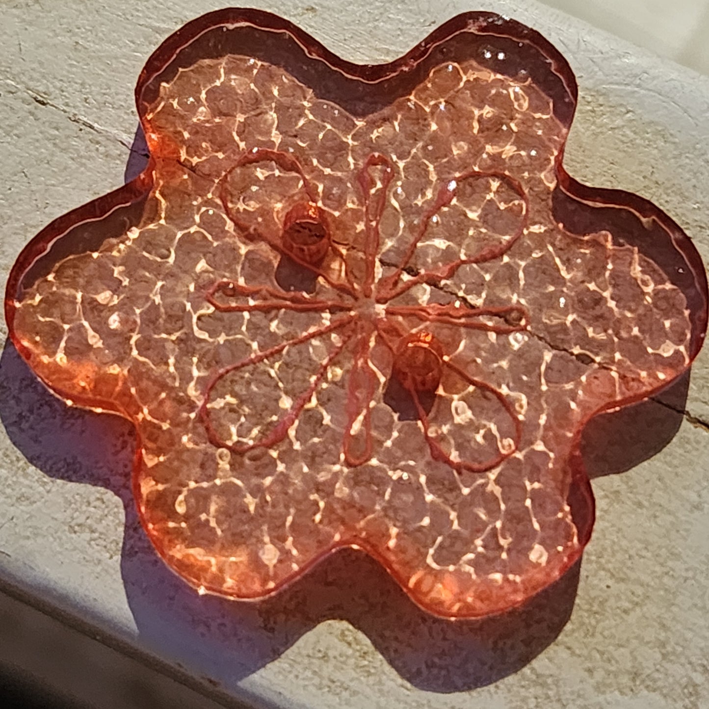 Large resin glittery etched flower - 3 colours (3cm)