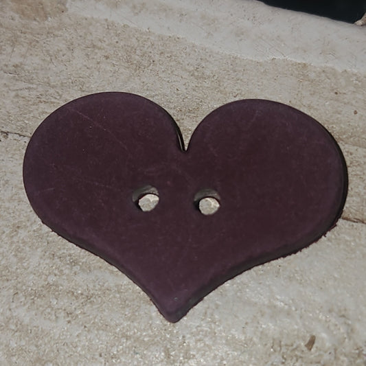 Wide heart button in dark wine 2 sizes (25mm and 11mm)