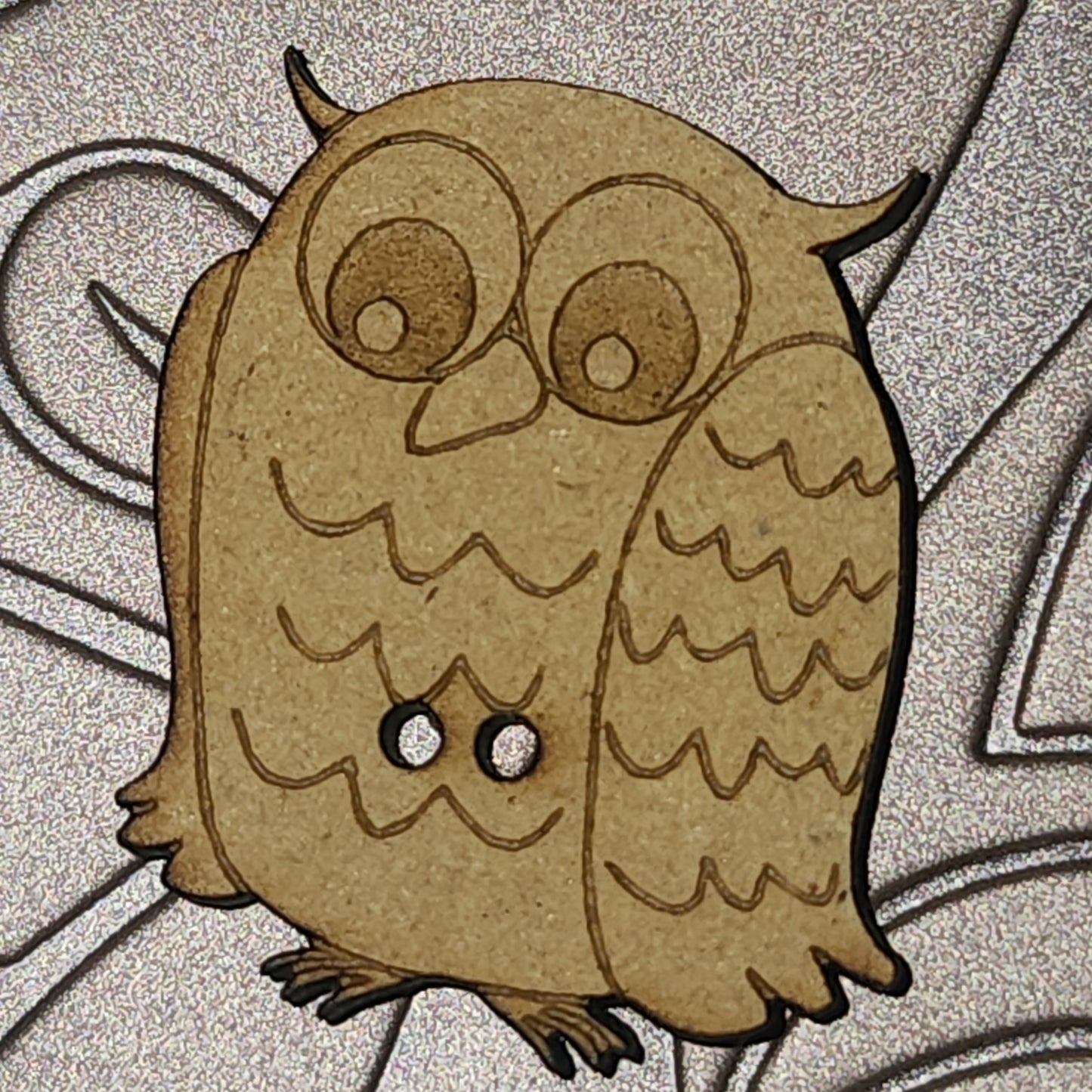 Wooden Owl button 25mm high
