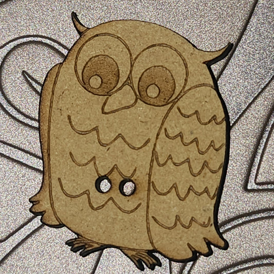 Wooden Owl button 25mm high