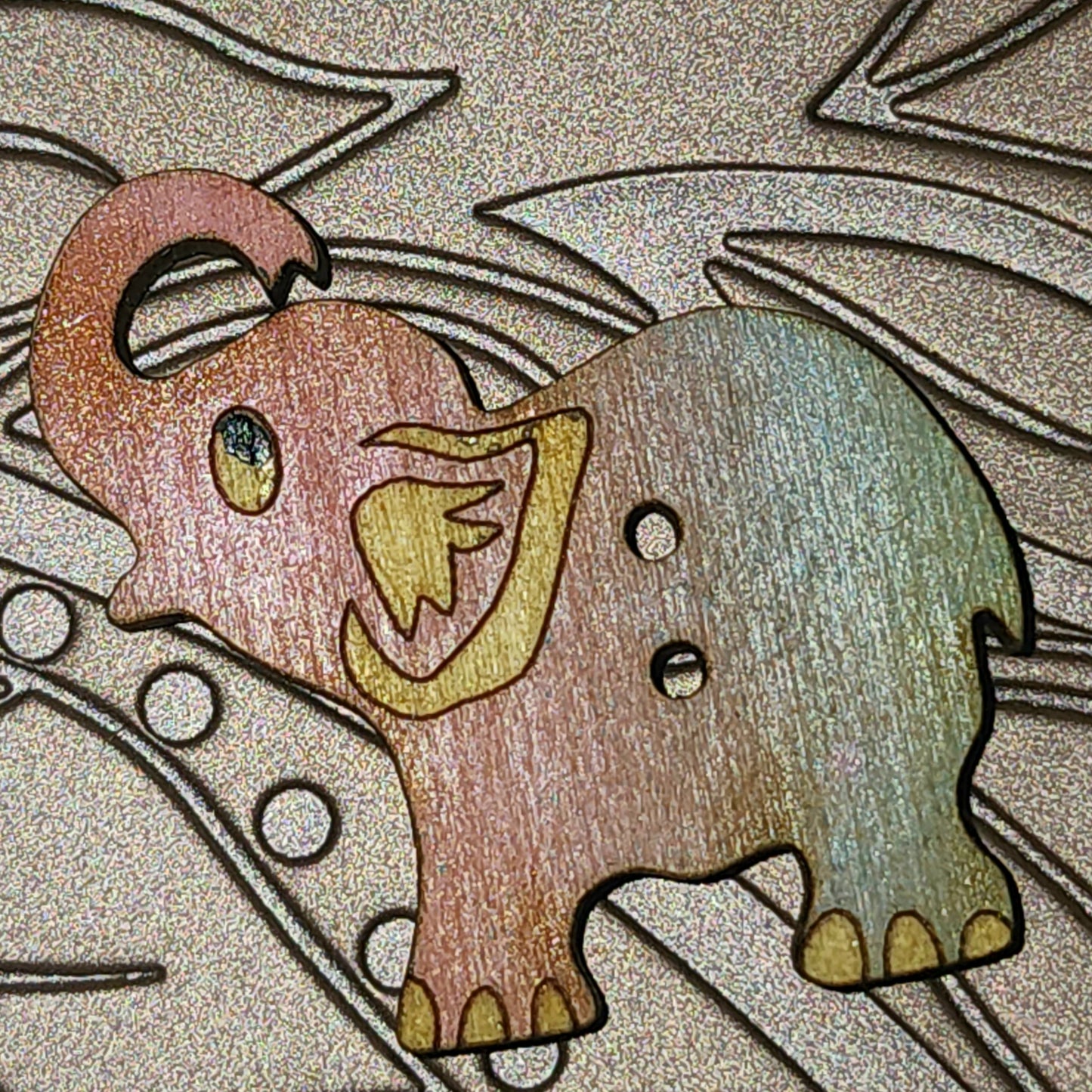 Wooden Elephant button 35mm long