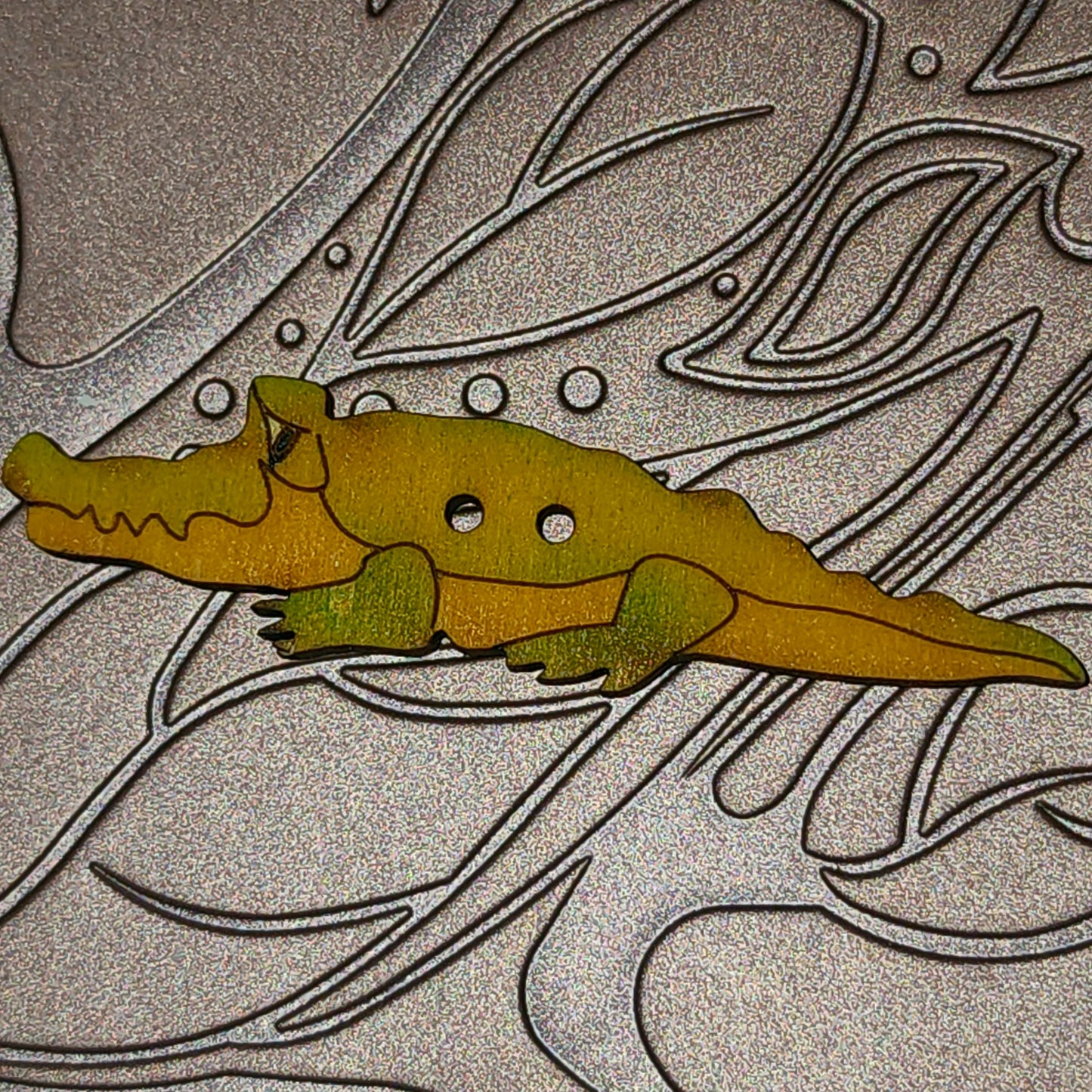 Wooden Alligator button 55mm long